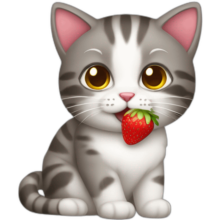 Kitty avec une fraise emoji