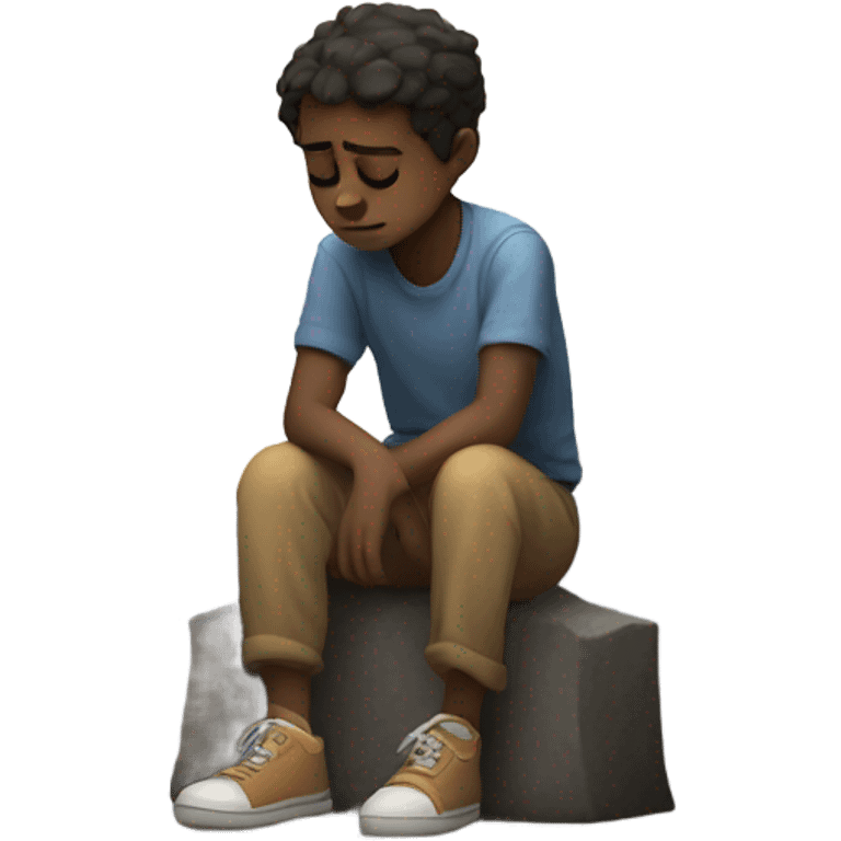 Sad boy sitting under the moonlight  emoji