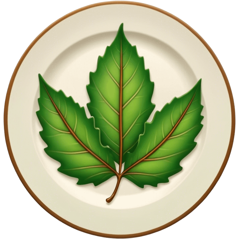 Plate with leaf emoji