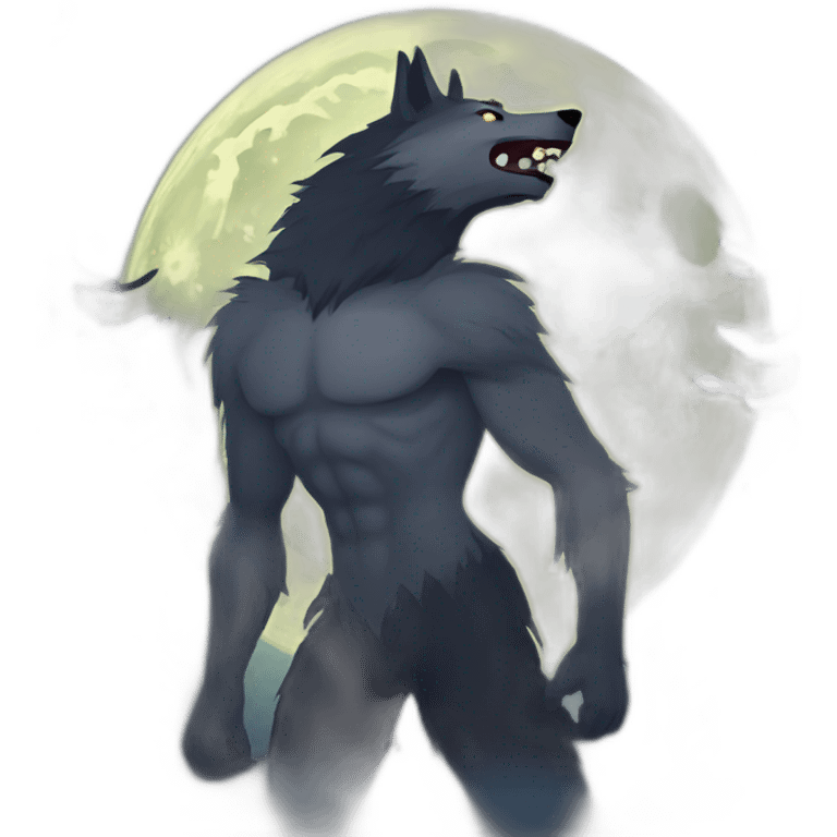 werewolf under full moon in forest emoji