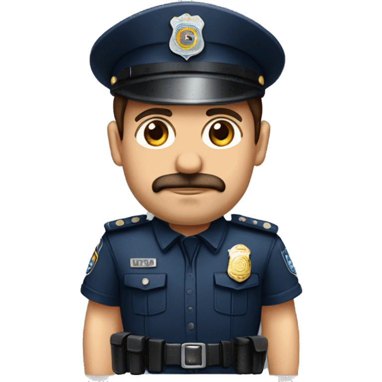 Policia de España, moreno con barba, ojos marrones emoji