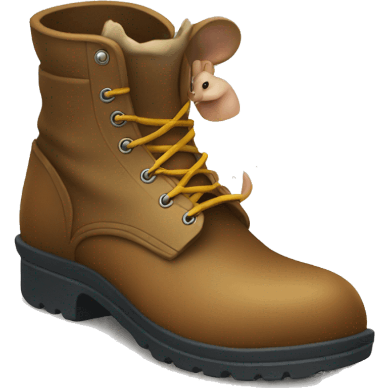 Boot with a mouse coming out of it emoji