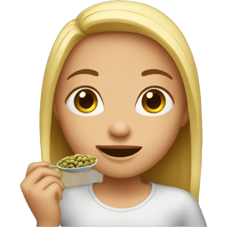 Girl eating beans  emoji