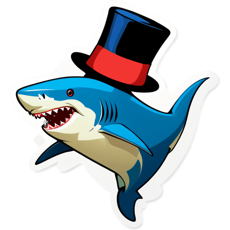 Shark with a top hat emoji