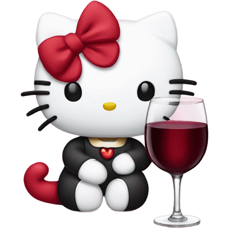 Hello Kitty drinking red wine emoji