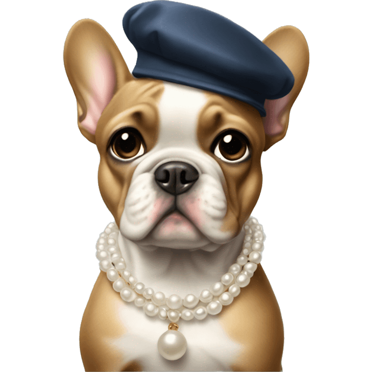 Frenchie wearing beret and pearls  emoji