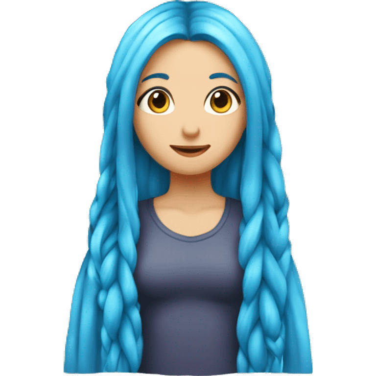 Girl with two very long blue hair in only two long plaits on either side touching the floor  emoji