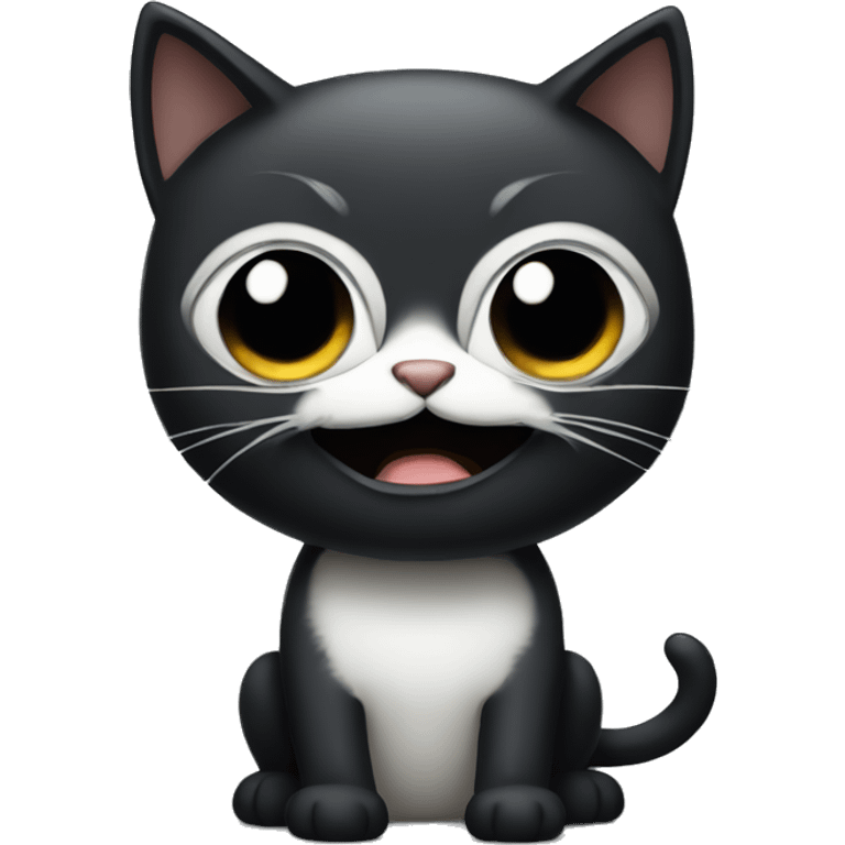 Black kitten with moustache angry  emoji