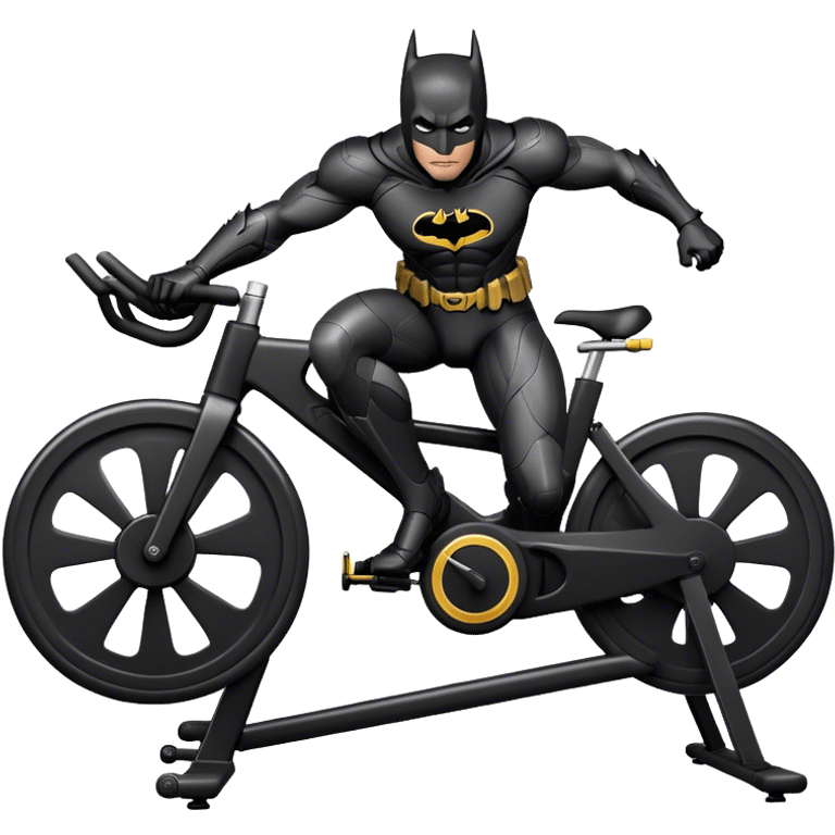 black Batman suit on a spinning bike emoji