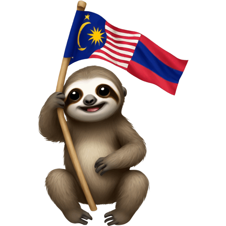 Baby sloth holding Malaysian flag  emoji