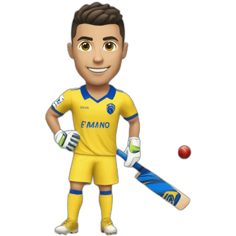 Cristiano ronaldo playing cricket in Al nassr jersey  emoji