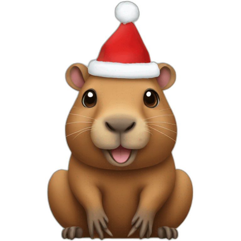 Capibara with a Christmas hat emoji