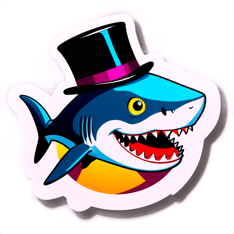 Shark with a top hat emoji