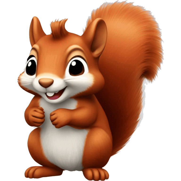 A smiling red squirrel with tufted ears and a light grey beanie  emoji