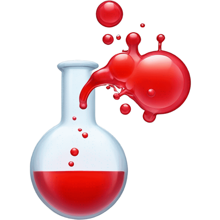 A chemical flask with red liquid inside and bubbles emoji