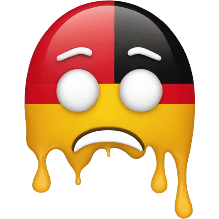 melting face emoji overlaid with german flag colors emoji