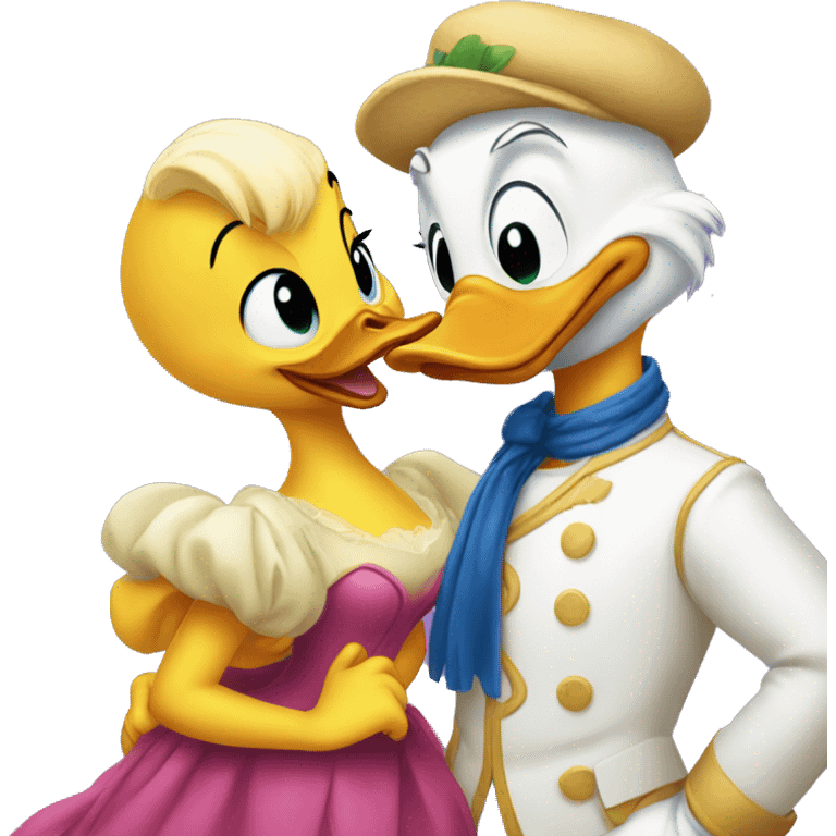 Donald and Daisy Duck kissing  emoji