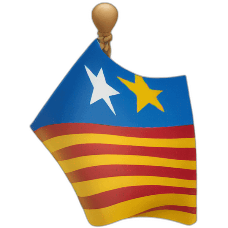 Catalan flag with side blue triangle and a white star in it emoji