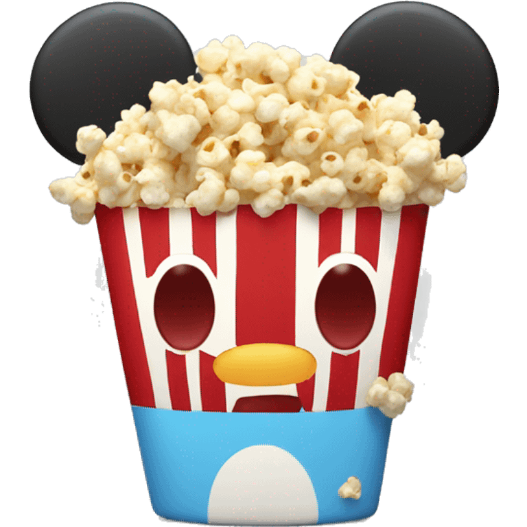 Cute micky mouse with popcorn on top of its head emoji