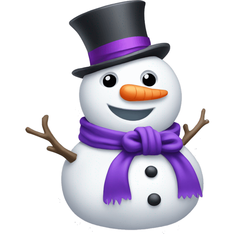 Snowman with purple bow emoji