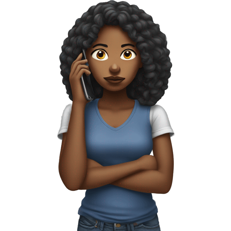 Bored black girl on her phone emoji