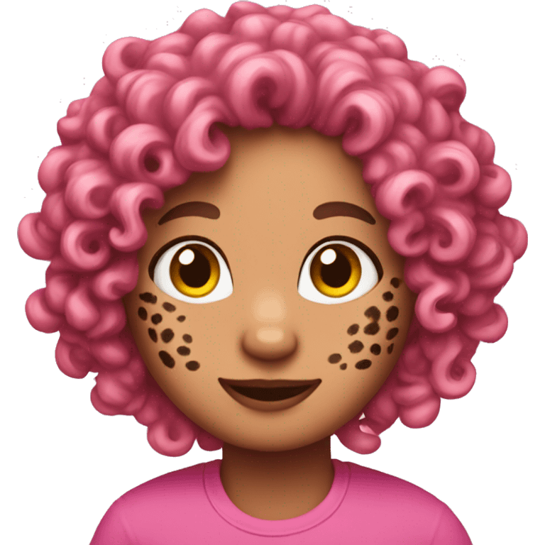 Pink leopard with curly hair emoji