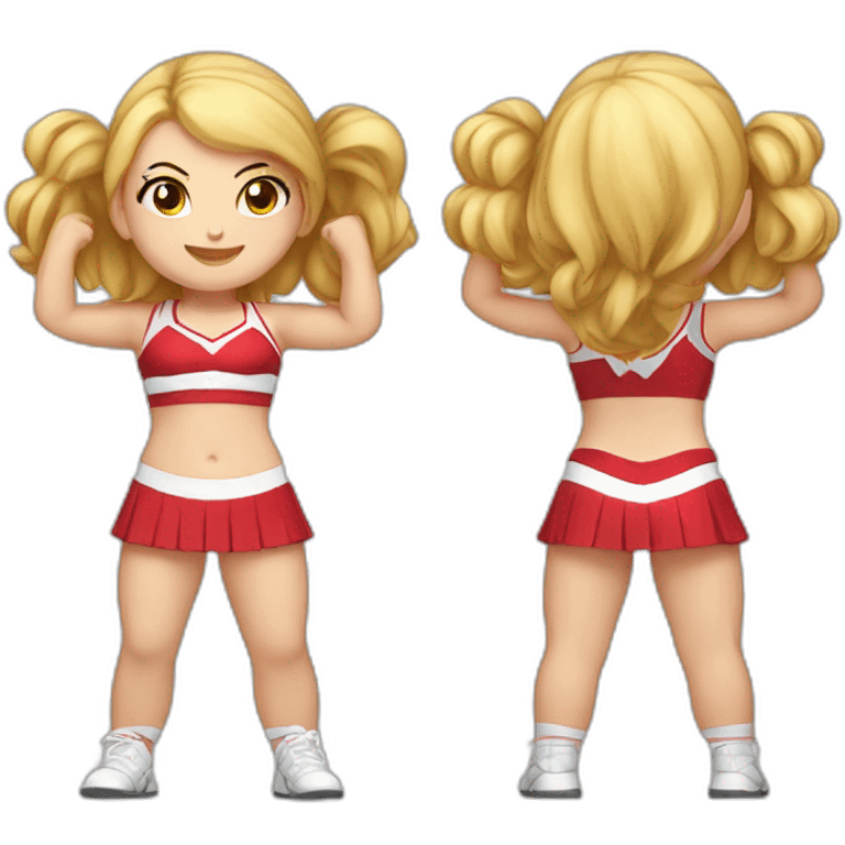 Caucasian curvy cheerleader back and front views emoji