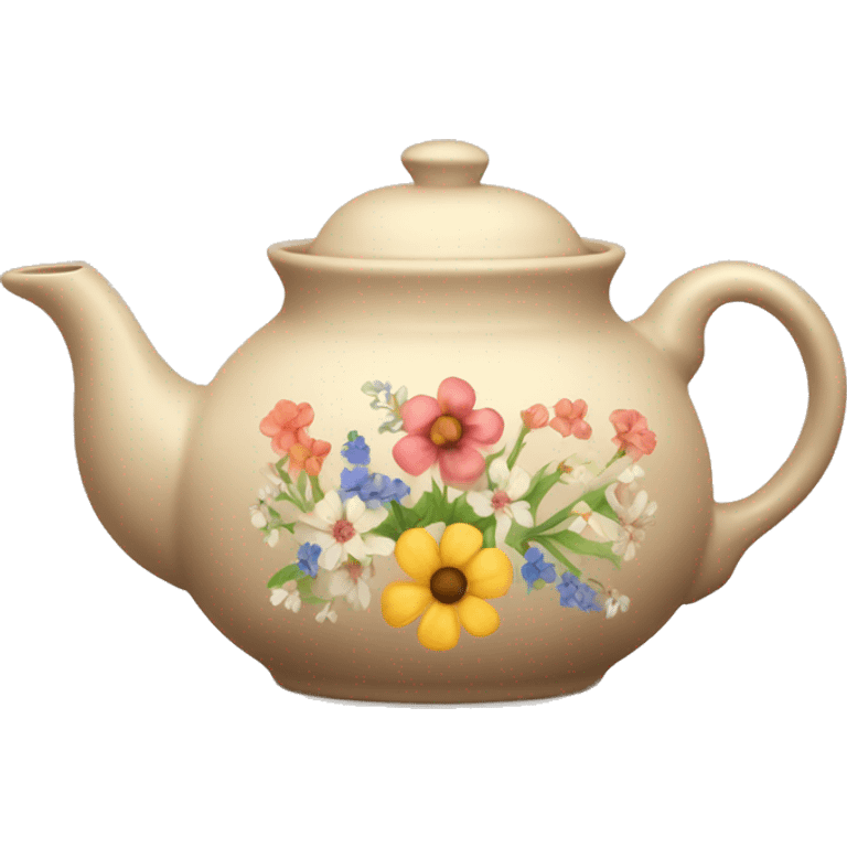 old beige teapot with flowers emoji