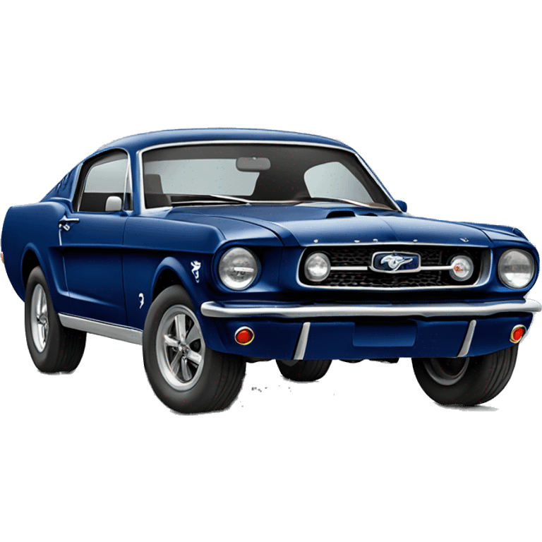 Old Ford mustang in dark blue emoji