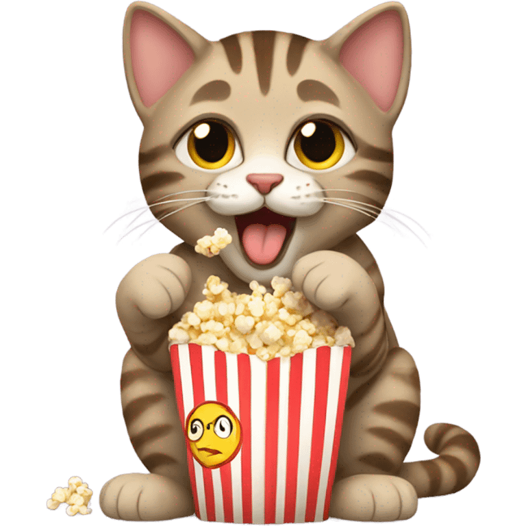 Tabby, cat eating popcorn emoji