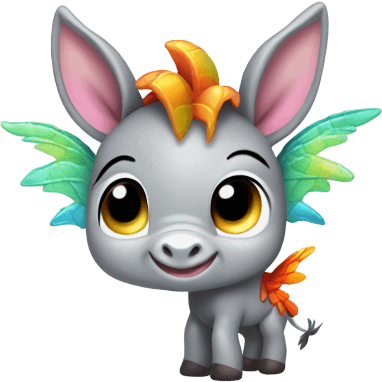 cute baby Donkey with dragon wings emoji