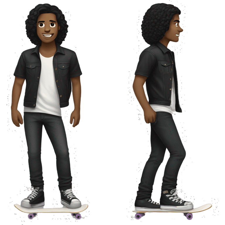 cool skater with black hair emoji