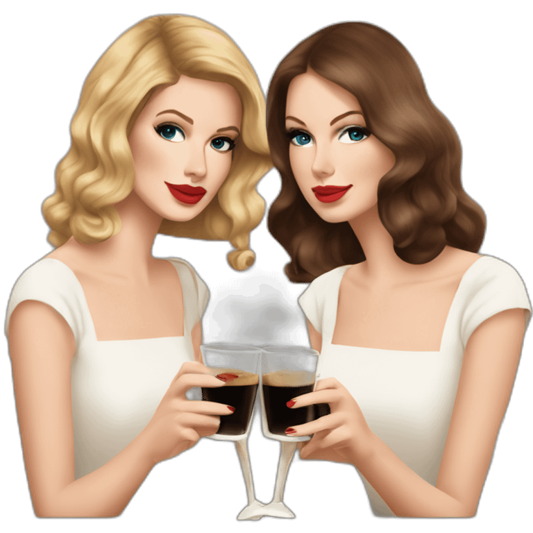 Lana del Rey & Taylor swift  drinking espresso martini emoji