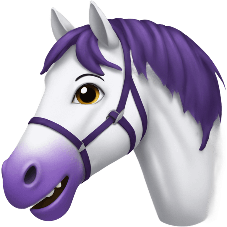 Horse with eggplant in mouth emoji