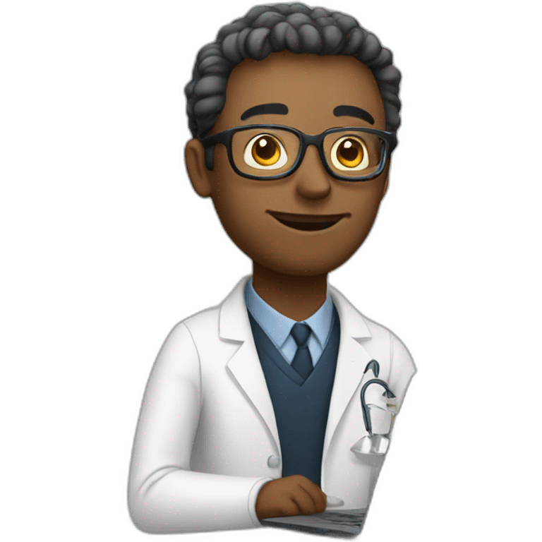 Scientist with glasses working on laptop emoji