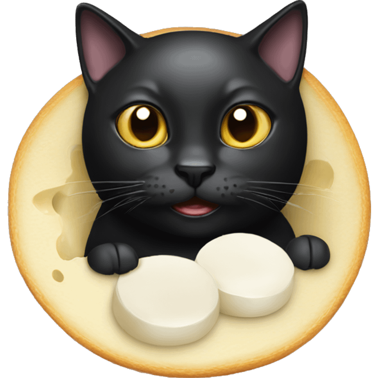 black cat with mozzarella  emoji