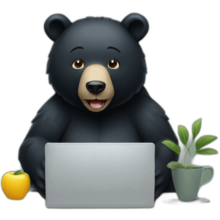 black bear working on a laptop emoji