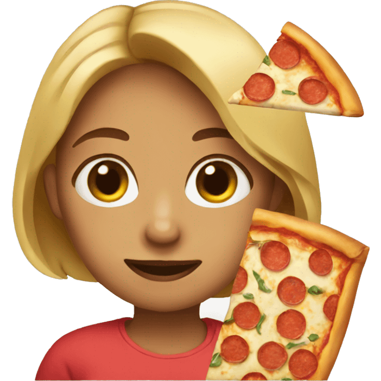 gril with pizza emoji