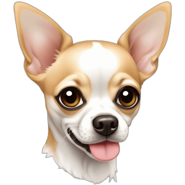 retrato de perrito chihuahua vector lineas delgadas ojos coloreados en color blanco emoji