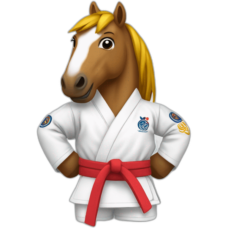 Horse wearing a Jiu-Jitsu gi emoji