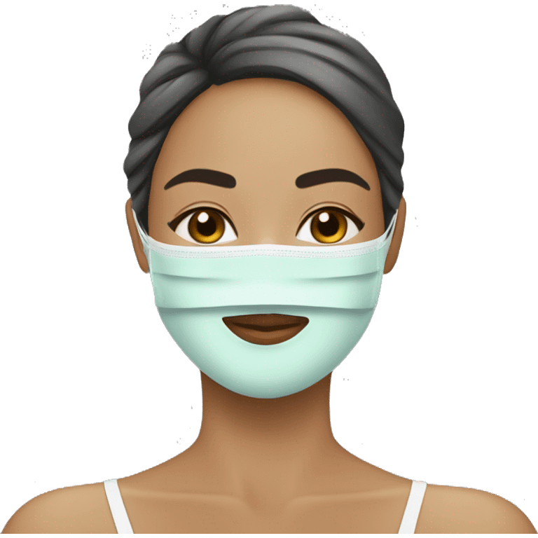 Lady with face mask spa beauty full face relaxing emoji