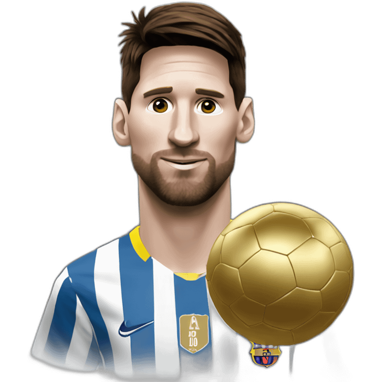 Messi soulevant un ballon d'or emoji