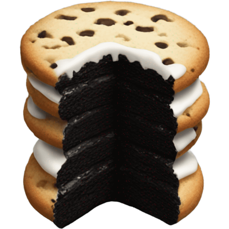 Frosting Half black and half white cookie  emoji