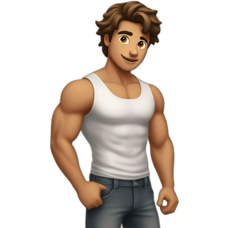 Beau gosse musclé brun adolescent emoji