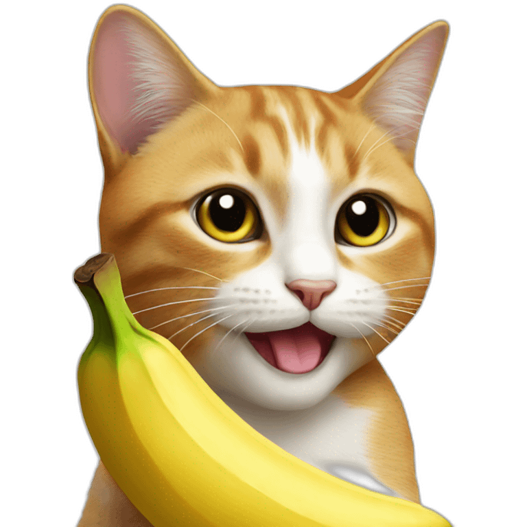 Cat eating a banana emoji