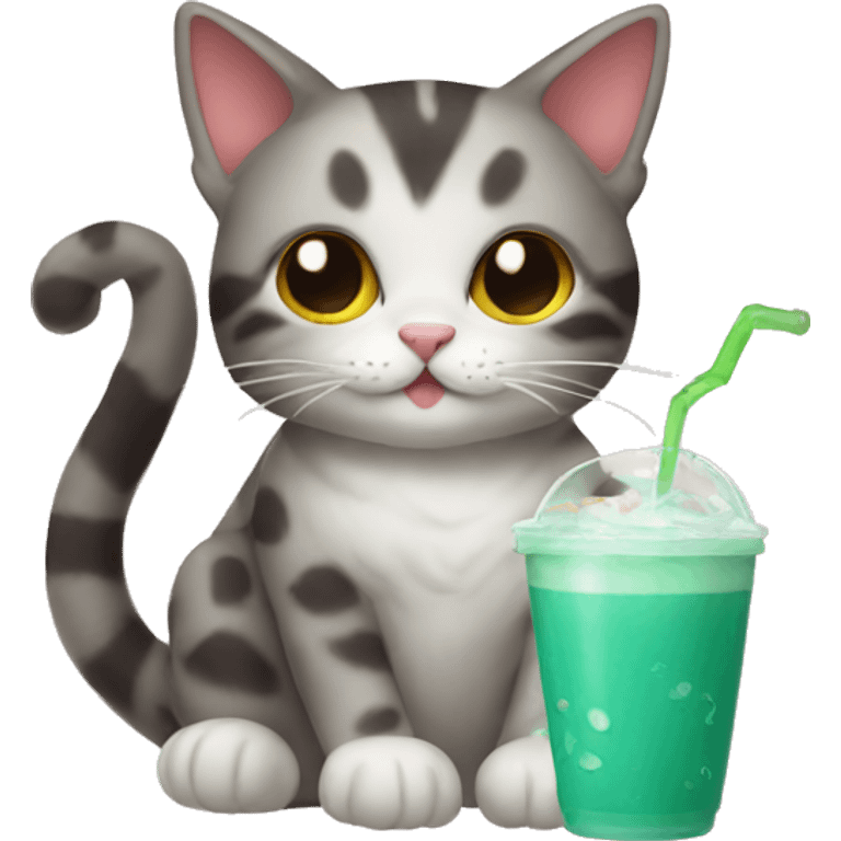 cat drinking boba emoji