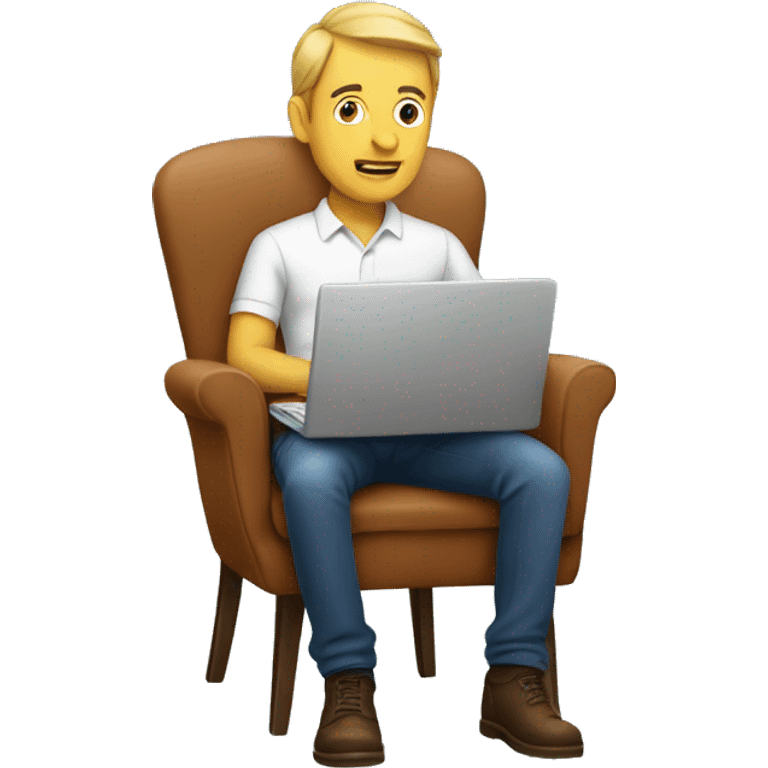 A man with laptop woking on a chair emoji