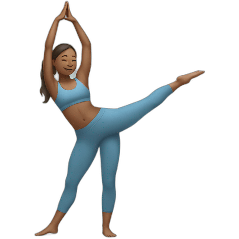 Girl doin yoga and her one arm up emoji