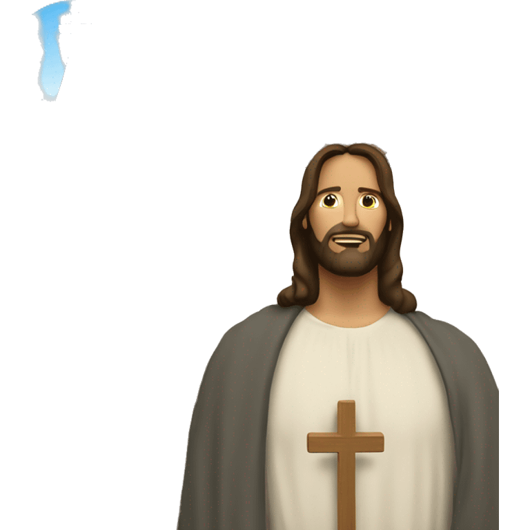 Jesus with cross and a church  emoji