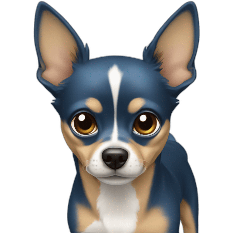 Chien de type chihuaha de 9 ans couleur bleu et tan visage emoji